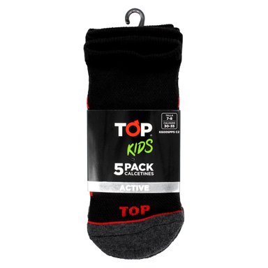 CALCETINES NIÑO DEPORTIVOS TOBILLEROS NEGROS PACK 5 C2 TOP - 7
