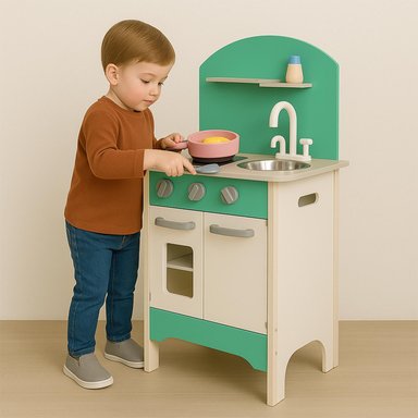 COCINA DE MADERA VERDE + ACCESORIOS 45X26X65 CMS GAMEPOWER - 2