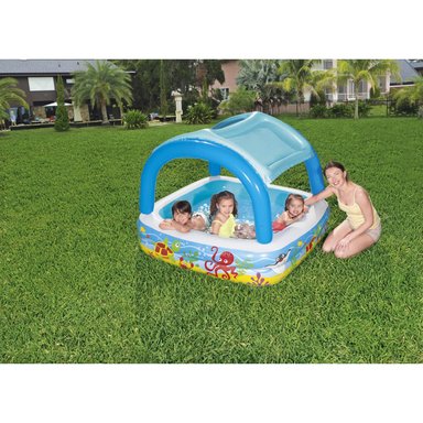 PISCINA INFLABLE BESTWAY 52192 MULTICOLOR CON TOLDO DESMONTABLE 140X140X114 CM - 3