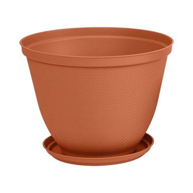 MACETERO PLASTICO TEXTURA CON BASE TERRACOTA 35 CM RIMAX - 1