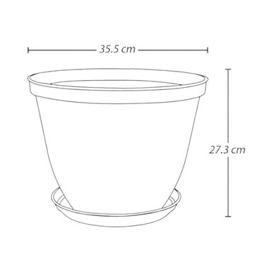 MACETERO PLASTICO TEXTURA CON BASE TERRACOTA 35 CM RIMAX - 2