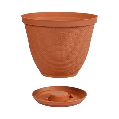 MACETERO PLASTICO TEXTURA CON BASE TERRACOTA 35 CM RIMAX - 3