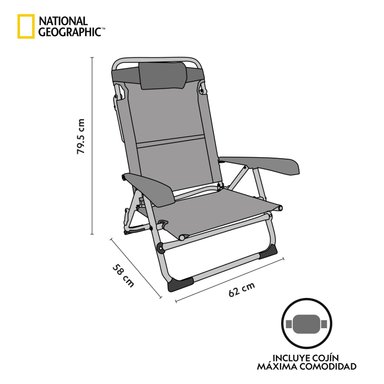 SILLA PLEGABLE PLAYA ALMOHADA VERMONT AZUL NATIONAL GEOGRAPHIC - 3