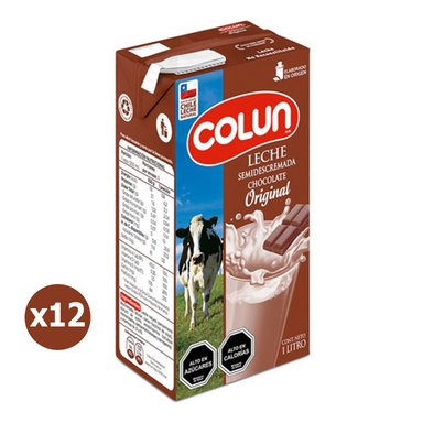 COLUN CAJA 12 - LECHE SEMIDESCREMADA CHOCOLATE ORIGINAL - 1 LITRO - 1