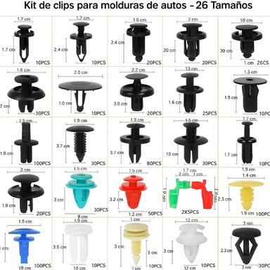 KIT 725 PIEZAS CLIP BROCHE RETENCION AUTO FIJACION TAPABARRO - 6