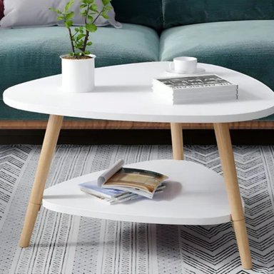 MESA CENTRO TRIANGULAR 60X60X42CM DECORACION NORDICA MODERNA - 2