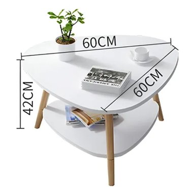 MESA CENTRO TRIANGULAR 60X60X42CM DECORACION NORDICA MODERNA - 3