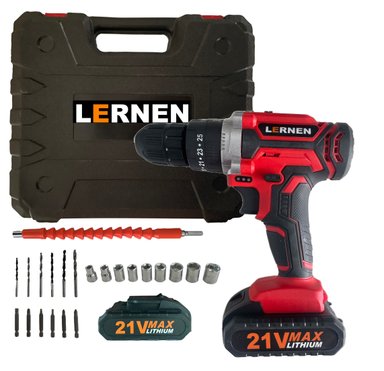 TALADRO PERCUTOR DESTORNILLADOR INALÁMBRICO 21V + 2 BATERÍAS - 1