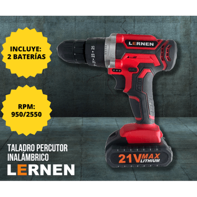 TALADRO PERCUTOR DESTORNILLADOR INALÁMBRICO 21V + 2 BATERÍAS - 2