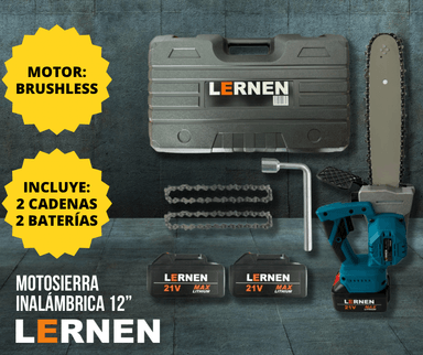 MOTOSIERRA PODADORA INALÁMBRICA 12 PULGADAS LERNEN + 2 BATERÍAS + MALETÍN - 2