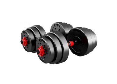 SET DE MANCUERNAS Y BARRA ATLETIS PVC 30 KG 2 EN 1 NEGRO - 4
