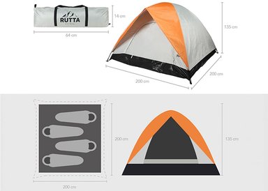CARPA RUTTA PARA 4 PERSONAS CAMPING OUTDOOR BLANCO - 7