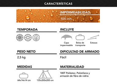 CARPA RUTTA PARA 4 PERSONAS CAMPING OUTDOOR BLANCO - 8