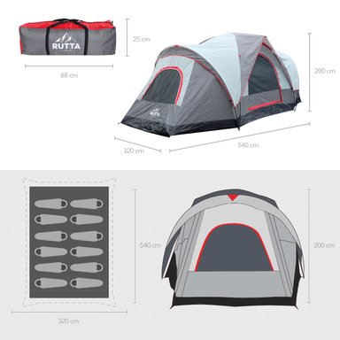 CARPA RUTTA PARA 12 PERSONAS 1633950 CAMPING OUTDOOR GRIS - 7