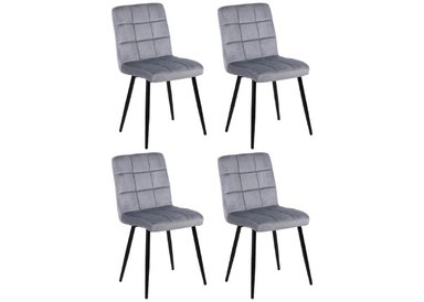PACK NOVAHUS 57104 TERCIOPELO GRIS 4 SILLAS COMEDOR MODERNAS VELVET - 1
