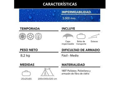 CARPA 12 PERSONAS CAMPING OUTDOOR AZUL - 8