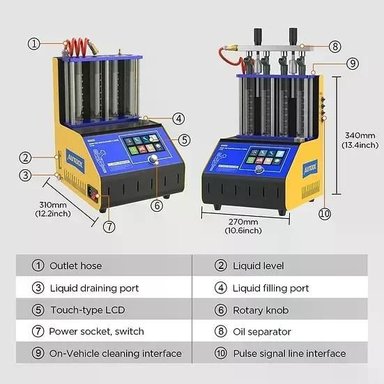 LIMPIADOR Y PROBADOR DE INYECTORES AUTOMOTRIZ AUTOOL CT180 - 9