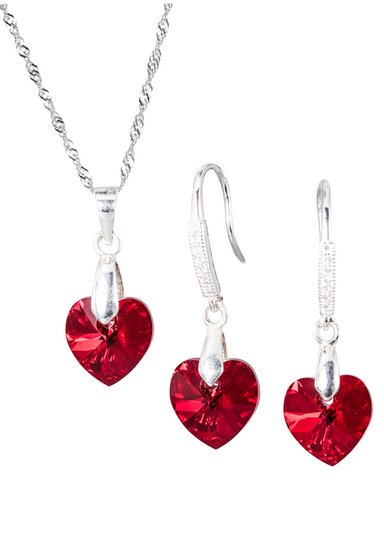 CONJUNTO JOYAS MONTERO PLATA ITALIANA 925 AROS + COLLAR ROMANCE Y CRISTALES GENUINOS SIAM SHIMMER - 1