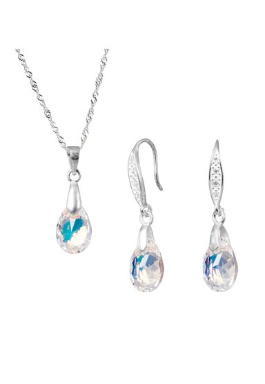 CONJUNTO JOYAS MONTERO PLATA ITALIANA 925 MILAN Y CRISTALES GENUINOS AURORA BOREAL - 1
