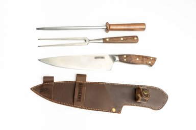 TRILOGIA EN CUERO: PINCHO PRO + CUCHILLO CATEMU + ASTIL - 2