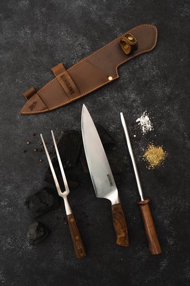 TRILOGIA EN CUERO: PINCHO PRO + CUCHILLO CATEMU + ASTIL - 5