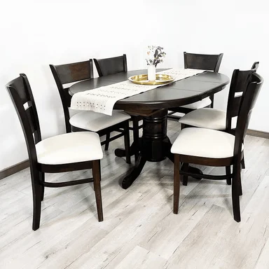 JUEGO DE COMEDOR EXTENDIBLE JULIETTE CHOCOLATE 6 SILLAS MARFIL - 2