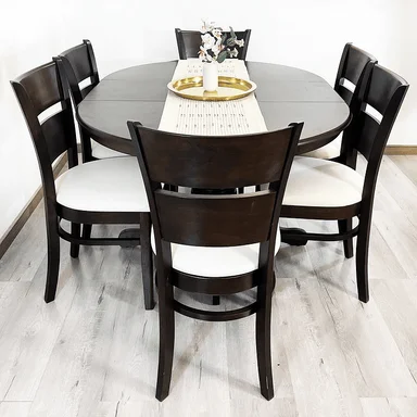 JUEGO DE COMEDOR EXTENDIBLE JULIETTE CHOCOLATE 6 SILLAS MARFIL - 3