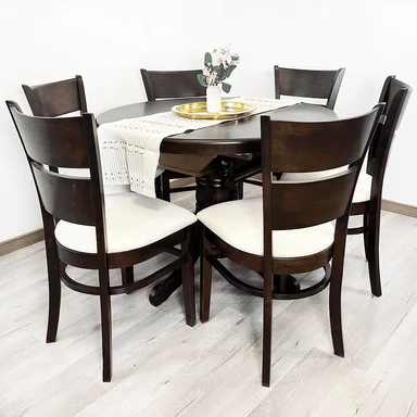 JUEGO DE COMEDOR EXTENDIBLE JULIETTE CHOCOLATE 6 SILLAS MARFIL - 5