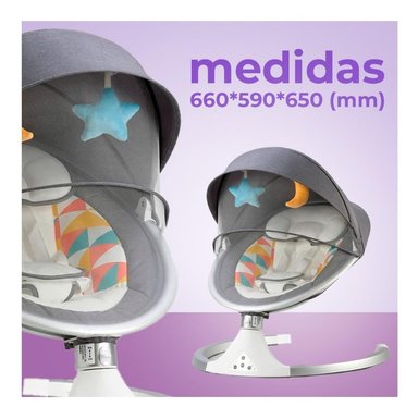 SILLA GLOBAL LATIN GROUP 1300500 CUNA MECEDORA AUTOMÁTICA BEBÉ CONTROL REMOTO GRIS - 6