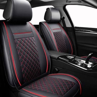 FUNDA ASIENTO AUTO IMPORTCLICK PREMIUM ECO CUERO LISBOA NEGRO ROJO - 3