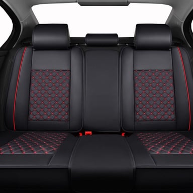 FUNDA ASIENTO AUTO IMPORTCLICK PREMIUM ECO CUERO LISBOA NEGRO ROJO - 4