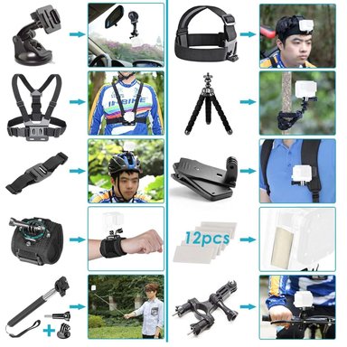 KIT IMPORTCLICK TEC.108 51 ACCESORIOS CÁMARA DEPORTIVA GOPRO ESTUCHE - 2