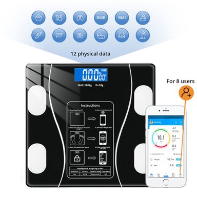 PESA IMPORTCLICK SAL.42 BALANZA ELECTRÓNICA BLUETOOTH 27 CM VIDRIO NEGRO - 2