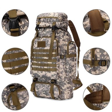 MOCHILA TÁCTICA IMPORTCLICK HOG.370 TELA GRIS CAMPING TREKKING SENDERISMO 80 L - 7