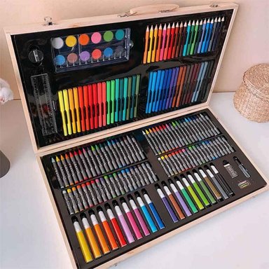 SET IMPORTCLICK ARTE MALETA MADERA 180 PIEZAS - 4