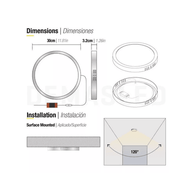 FOCO PANEL LED PLAFÓN SOBREPUESTO REDONDO LUZ NEUTRA 220V 4000°K NÍQUEL BLANCO 30 CM - 4