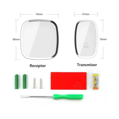 TIMBRE INALÁMBRICO LUZ LED 2 REC 1 TRANSMISOR 220V ALCANCE 300 M - 4