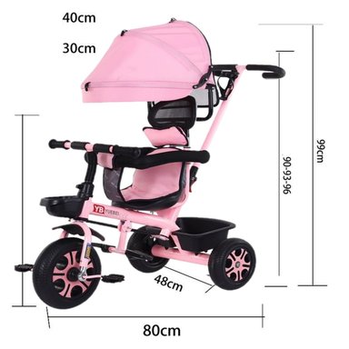 COCHE TRICICLO INFANTIL 3 EN 1 ROSADO - 4