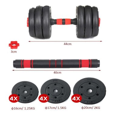 SET MANCUERNAS AJUSTABLES 20KG + UNION + BARRA - 3
