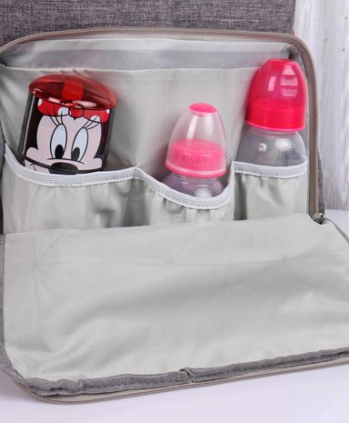 MOCHILA MUNDO ONLINE ELITE-2021 PAÑALERA BEBÉ BOLSO MATERNAL ELEGANTE GRIS - 8