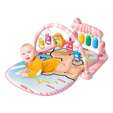 GIMNASIO ALFOMBRA BEBE PIANO 3 EN 1 LITTLE BEAR ROSADO - 1