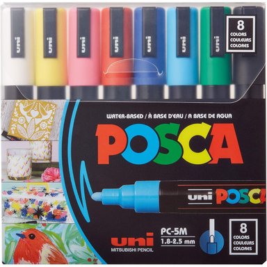 MARCADORES POSCA 5M SET 8 COLORES BASICOS - 1