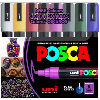 MARCADORES POSCA 5M SET 8 COLORES OSCUROS - 1