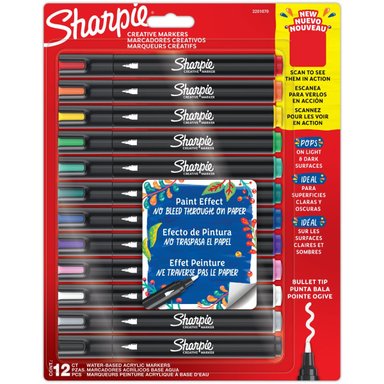 SET 12 MARCADORES ACRILICOS SHARPIE PUNTA BALA COLORES - 3