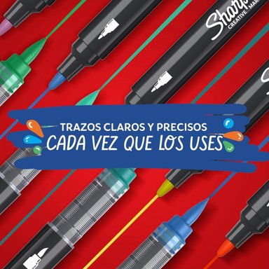 SET 12 MARCADORES ACRILICOS SHARPIE PUNTA BALA COLORES - 8