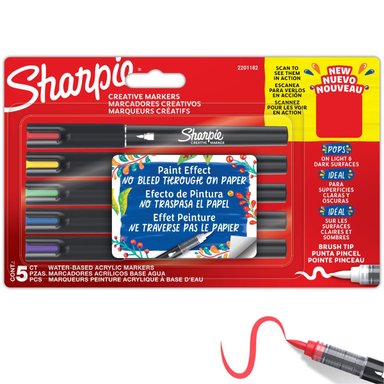 SET 5 MARCADORES ACRILICOS SHARPIE PUNTA PINCEL COLORES - 1