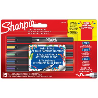 SET 5 MARCADORES ACRILICOS SHARPIE PUNTA PINCEL COLORES - 3