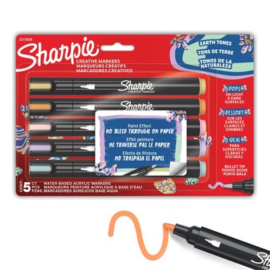 SET 5 MARCADORES SHARPIE ACRYLIC PUNTA REDONDA TONOS PASTEL - 1