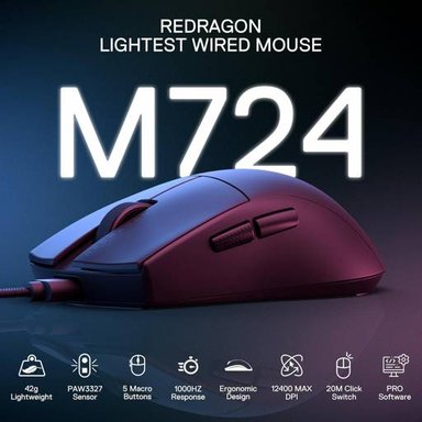 MOUSE REDRAGON GAMER KING M724 NEGRO - 7