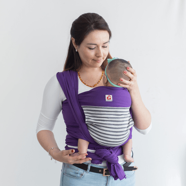FULAR CANGUAMOR SEMIELASTICADO CON BOLSILLO RAYAS MORADO - 1
